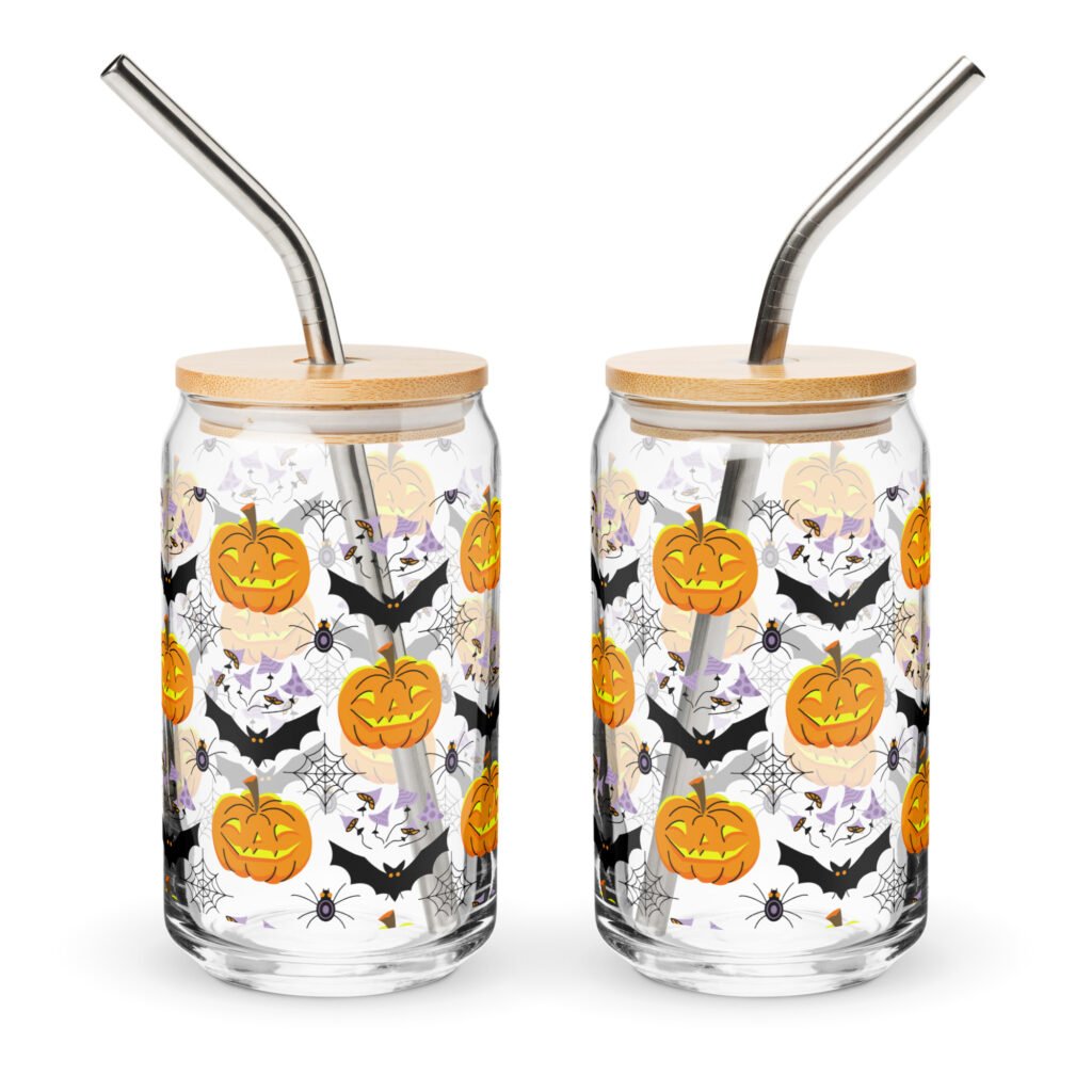 Halloween Edition Pumpkin Patch 16oz Charm Can Shaped Glass Cup