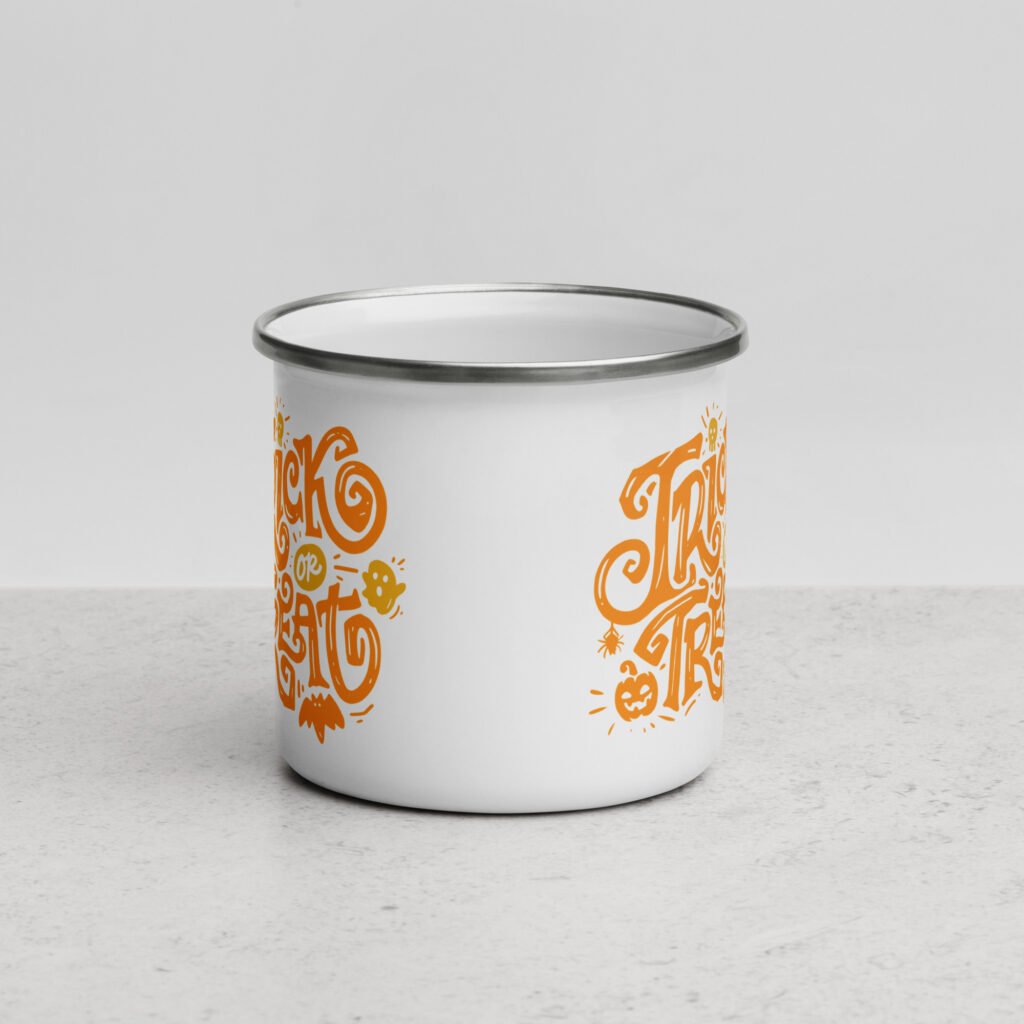 Camper Coffee Mug, Vampire’s Favorite: Trick or Treat Halloween 12oz Enamel Mug