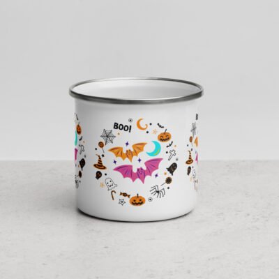 12oz Mug with Handle, Stainless Steel Camper Mug, Halloween Magic Enamel Mug
