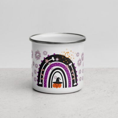 Experience Charm with Our Bewitching Beverage Enamel Mug - Premium White Printed Enamel Tea Mug Made in USA
