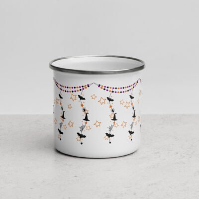 Enamel Mug 12oz Witch Garland - Spooky & Stylish Enamel Steel Mug