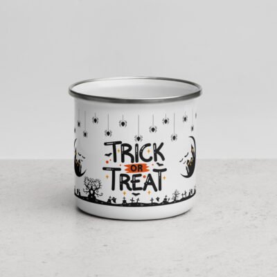 Enamel Coffee Mug, Trick-or-Treat Drinks The 12oz Enamel Mug