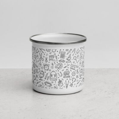 Sip in Style with the 12 oz White Enamel Mug for Students!