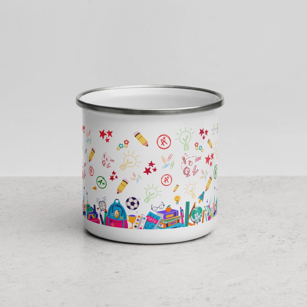 Sipping with Style: The Sip School-Themed Enamel Mug