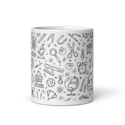 Ceramic Printed Coffee Mug, 11oz White Glossy Mug for Study Time