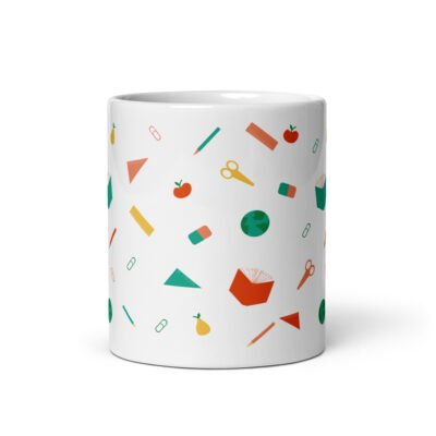 White Glossy School Design Printed 11oz Mug-Too Cool for Math & Sleep