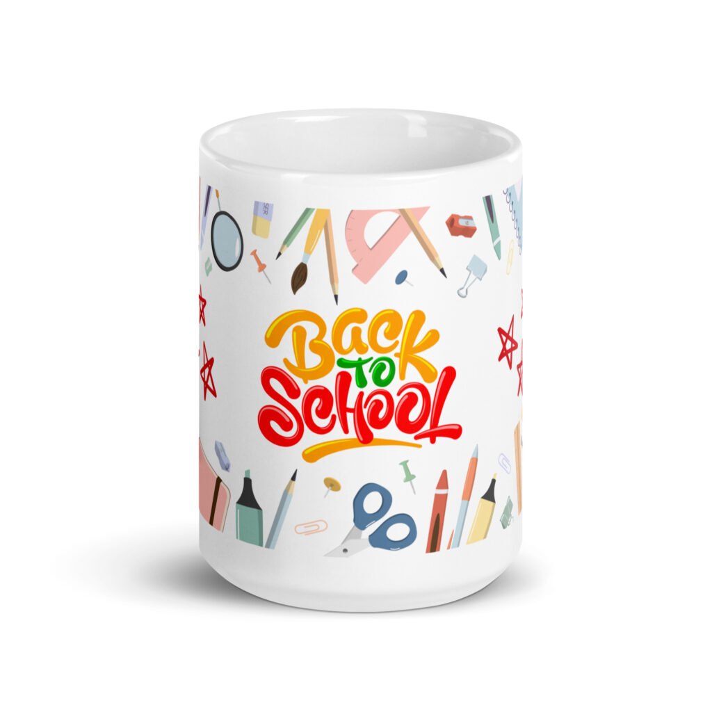 Back to School Printed 15oz Glossy Mug – Classroom Design