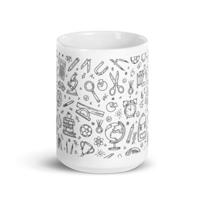 Sip in Style: 15oz Printed White Ceramic Coffee Mug for Study Time