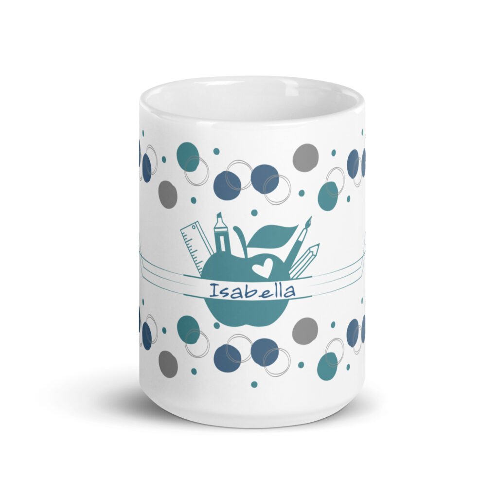 Custom Name Engraved 15oz White glossy mug-Caffeine Before Calculus