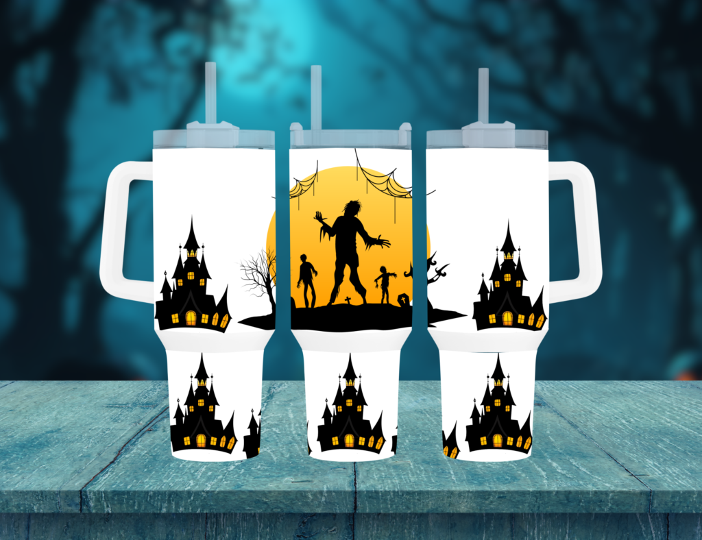 Zombie Zest: 40oz Halloween Travel Mug with Handle