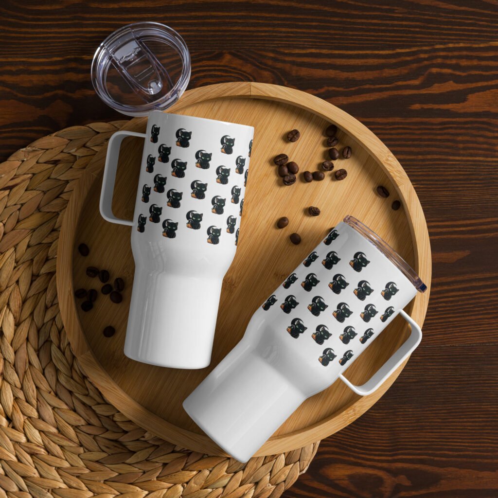 Sip in Style with the Black Cat Brew 25oz Travel Mug
