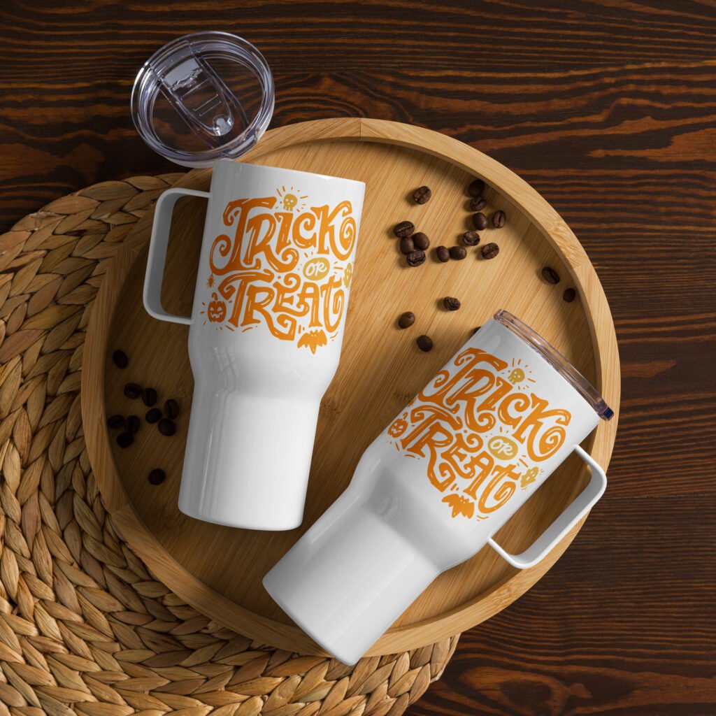 Discover the Perfect Trick or Treat 25oz Travel Companion Mug with Handle