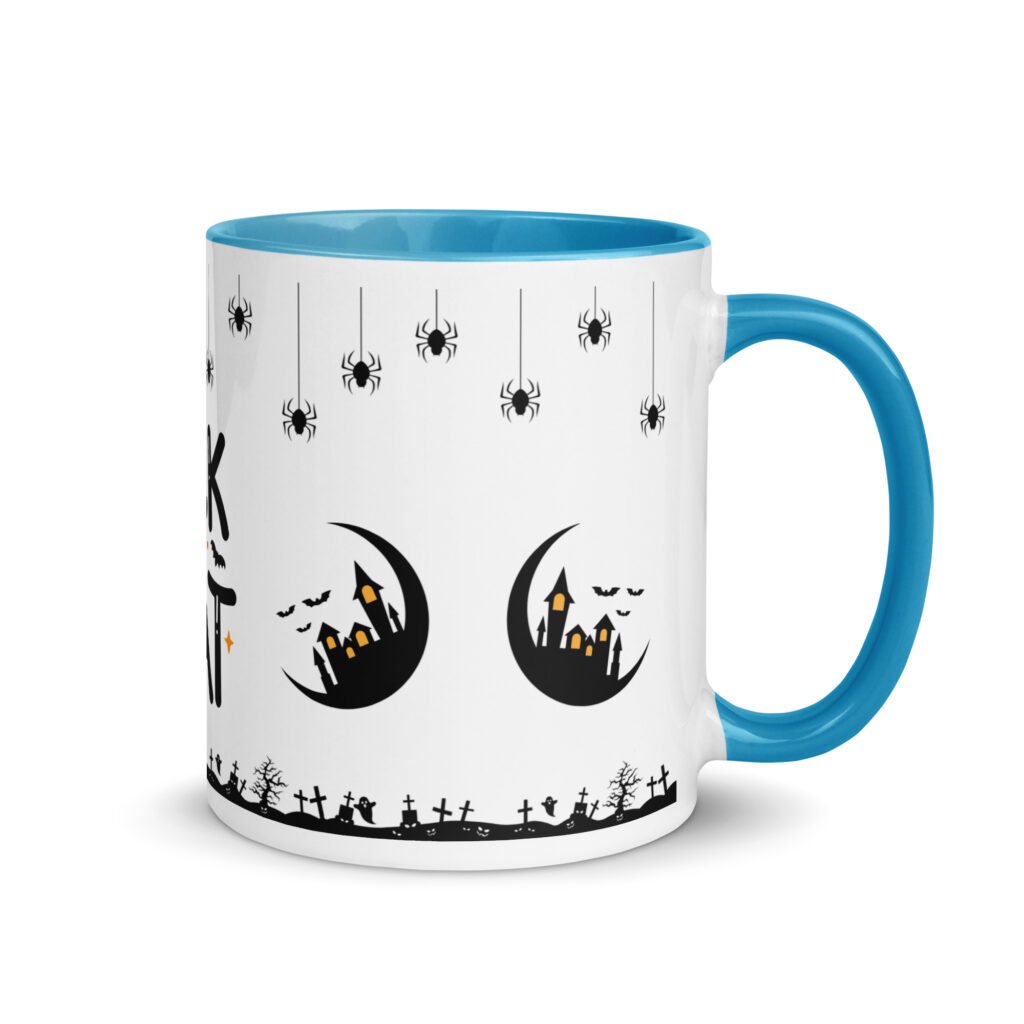 Glossy Ceramic Printed Color-Inside Halloween Mug, Available on 11oz and 15oz: “Trick or Treat”