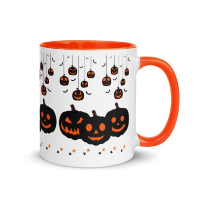 Pumpkin cup designs, Eerie Elegance: Halloween Mug with Color Inside (11oz & 15oz)