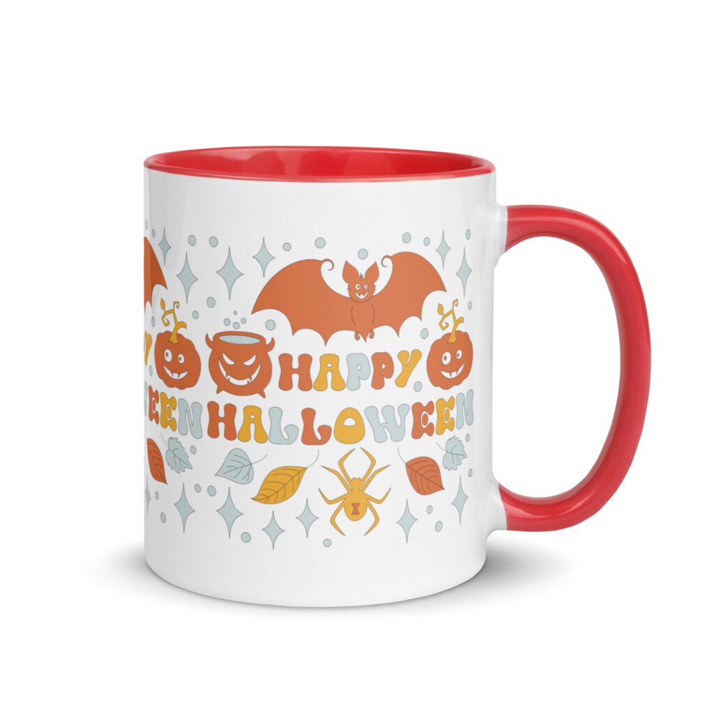 Glossy Halloween mugs-‘Happy Halloween’ Mug with Color Inside (11oz and 15oz)