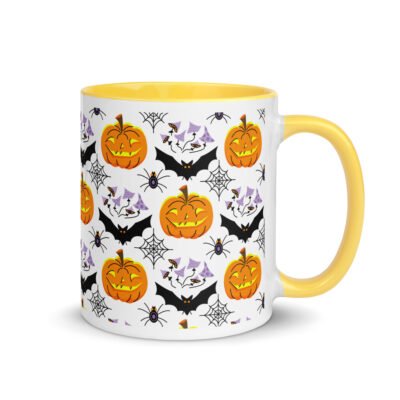 Coffee Mug Gift (11oz & 15oz), Bats & Ghosts Mug with Color Inside - Halloween Collection