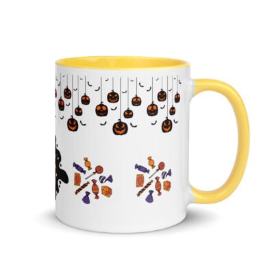 Ceramic Glossy Mug (11oz & 15oz), Trick-or-Treat Halloween Mug with Color Inside