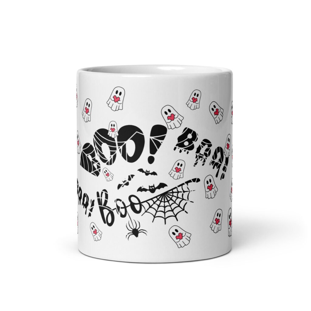 Halloween gift mug-Boo-tiful Sips: Halloween-Themed White Glossy Mug
