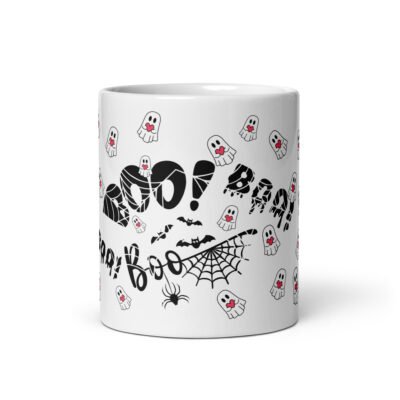 Halloween gift mug-Boo-tiful Sips: Halloween-Themed White Glossy Mug