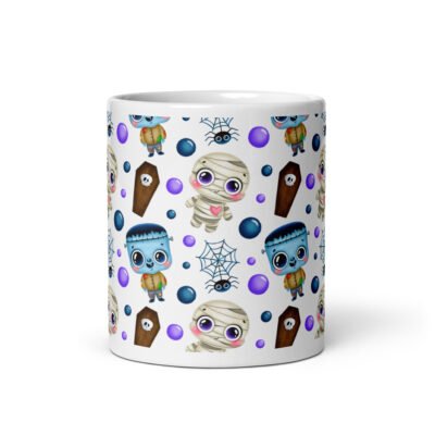 Ceramic Glossy Mug: Frankenstein’s Cute White Glossy Mug