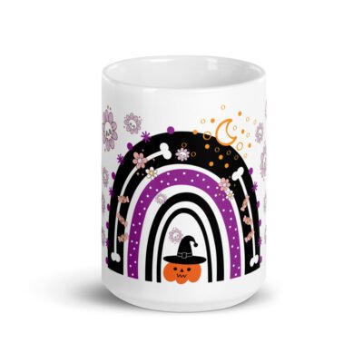 Coffee Mug in Ceramic Glossy Finish (11oz & 15oz): Monstrously Fun White Glossy Mug – Halloween Gift