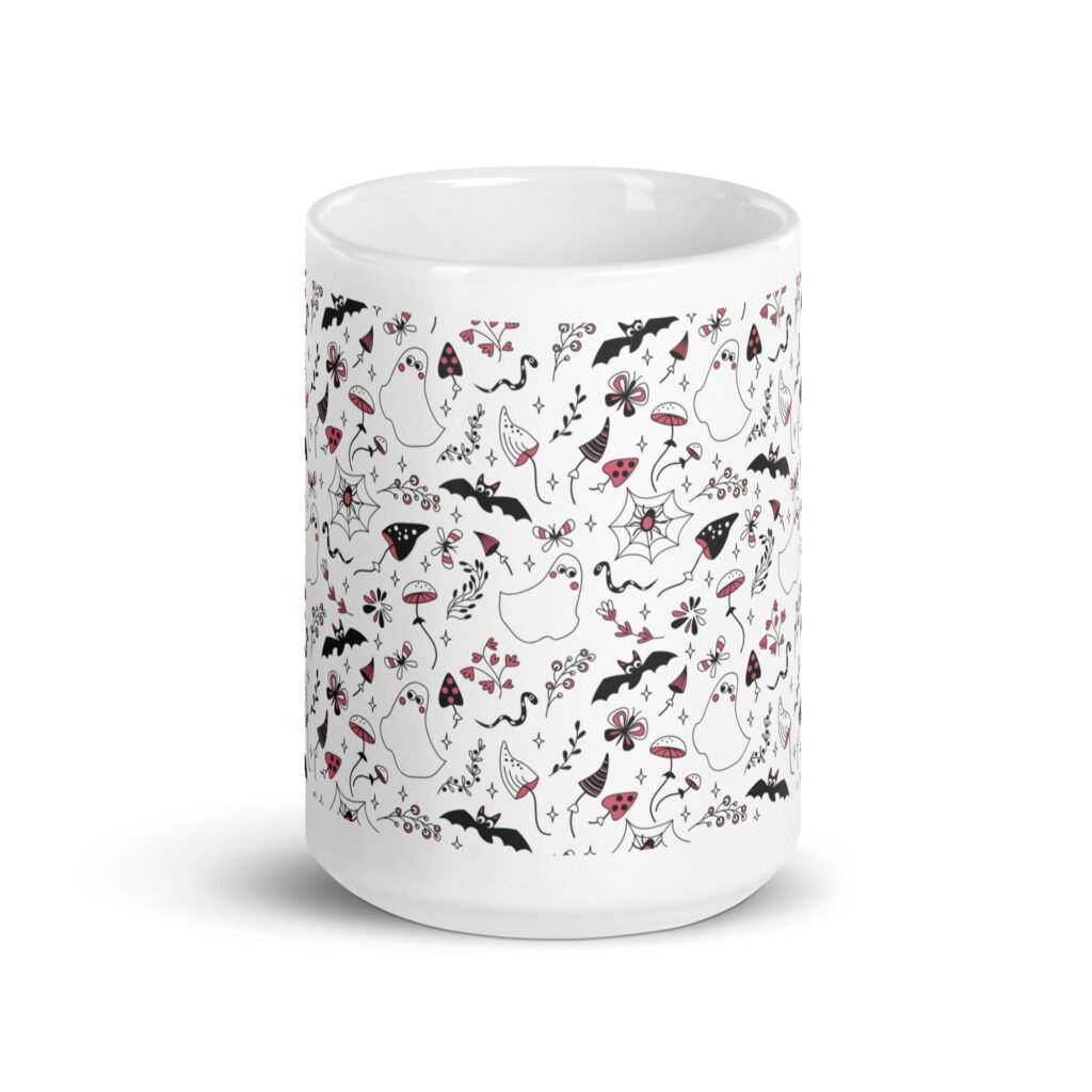 Ceramic Glossy Mug (11oz & 15oz) | Mugs in USA – Season Essentials: Halloween White Glossy Ceramic Coffee Mug