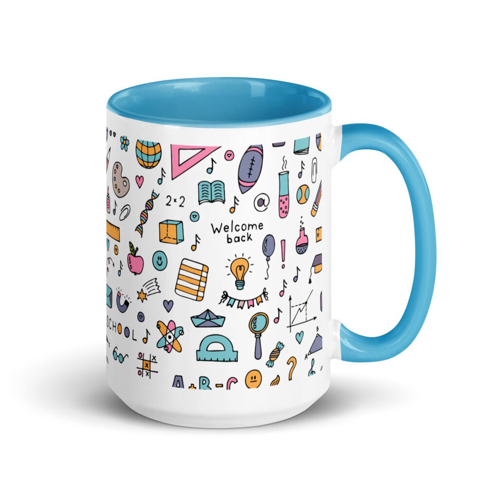 Notebook Doodles Mug with Inner Color – Brighten School Days (11oz & 15oz Ceramic mug)
