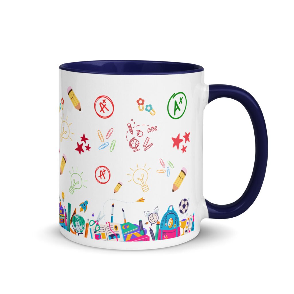 White mugs with color inside, (11oz and 15oz): School Themed Mug with Color Inside