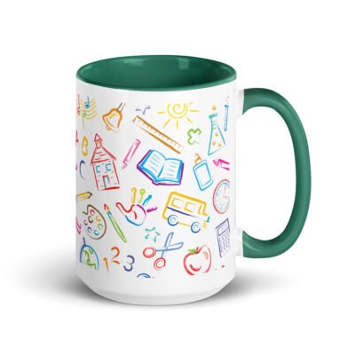 White ceramic mug with color inside (11oz and 15oz mug)- Crayon Colors Inside Out School Mug