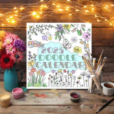 Doodle Wonders 2025 Calendar: Large 12x12 Themed Months on Premium Cardstock