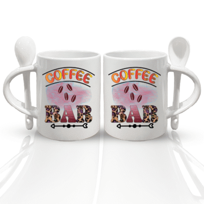 Coffee Mug with Spoon Attached (11oz) – Cute Funny Gift for Friends- Coffee Bar Mug and Spoon Set