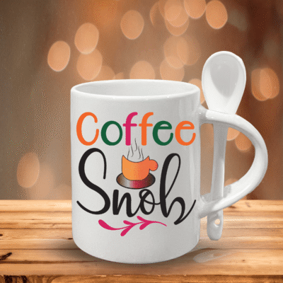 Ceramic Coffee Mug with Spoon | Quote Mug Spoon Set for Coffee Lovers (11oz, Coffee Snob)