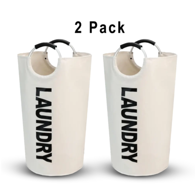 MegaLoad Laundry Baskets (2-Pack) – 100L Foldable Bins with Soft Grip Handles- Foldable, Waterproof & Freestanding Baskets for Clothes, Towels & More