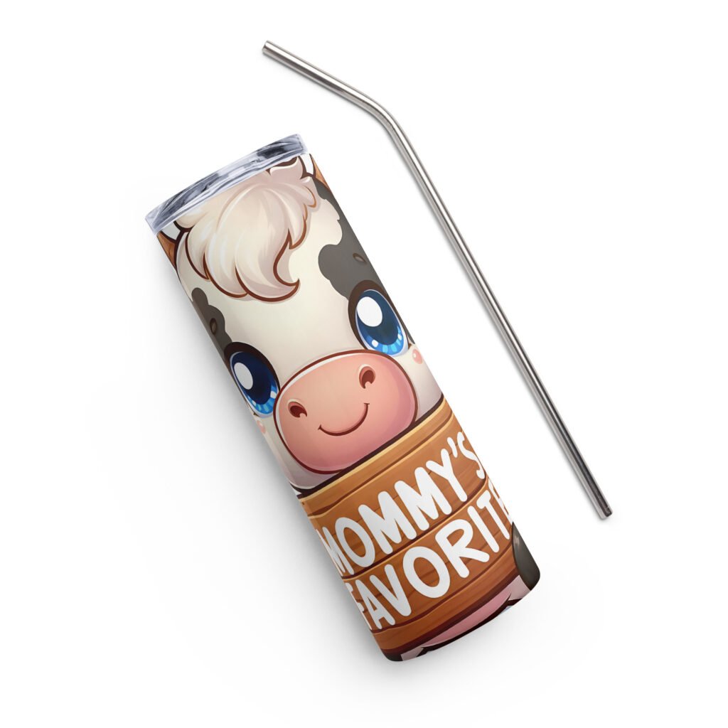 “Mommy’s Favorite” Cow 20oz Tumbler | Cute Farm Friend Cup Stainless steel tumbler