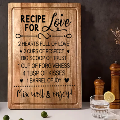 Recipe for Our Love: Personalized Couple's Cutting Board