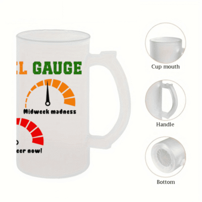 16oz Frosted Glass Beer Mug with Handle - Funny Father's Day Gift for Dad - Durable Premium Drinkware for Beer, Soda & Cocktails