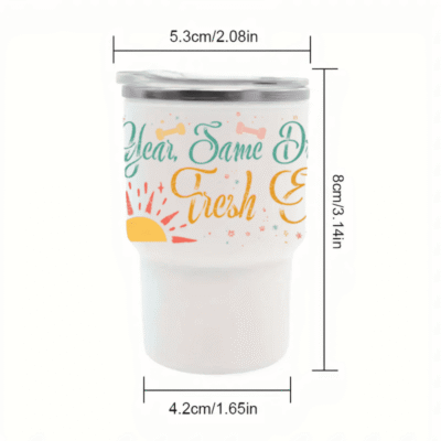 New Year Mini Tumbler Set – 6-Pack 3oz Stainless Steel Shot Glasses with Straws – Festive Party Cups in 3 Designs (Same Dreams, Fresh Energy)