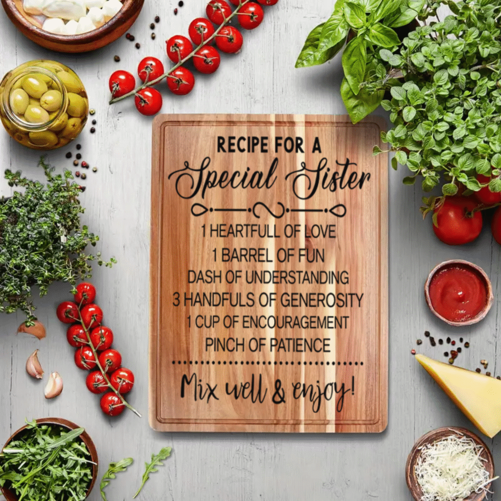 Recipe for a Loving Sister: Personalized Kitchen Decor Cutting Board