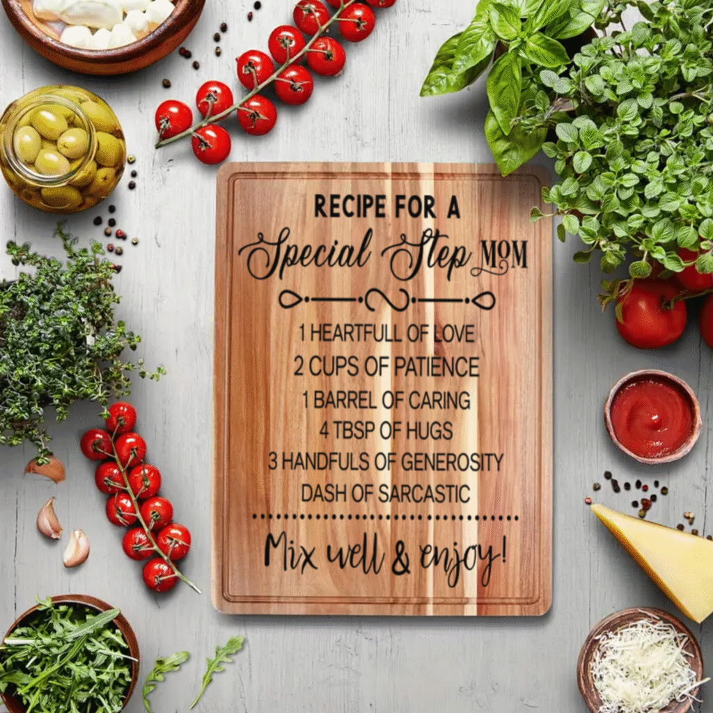 Recipe for a Step Mom: Heartwarming Wooden Cutting Board