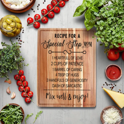 Recipe for a Step Mom: Heartwarming Wooden Cutting Board
