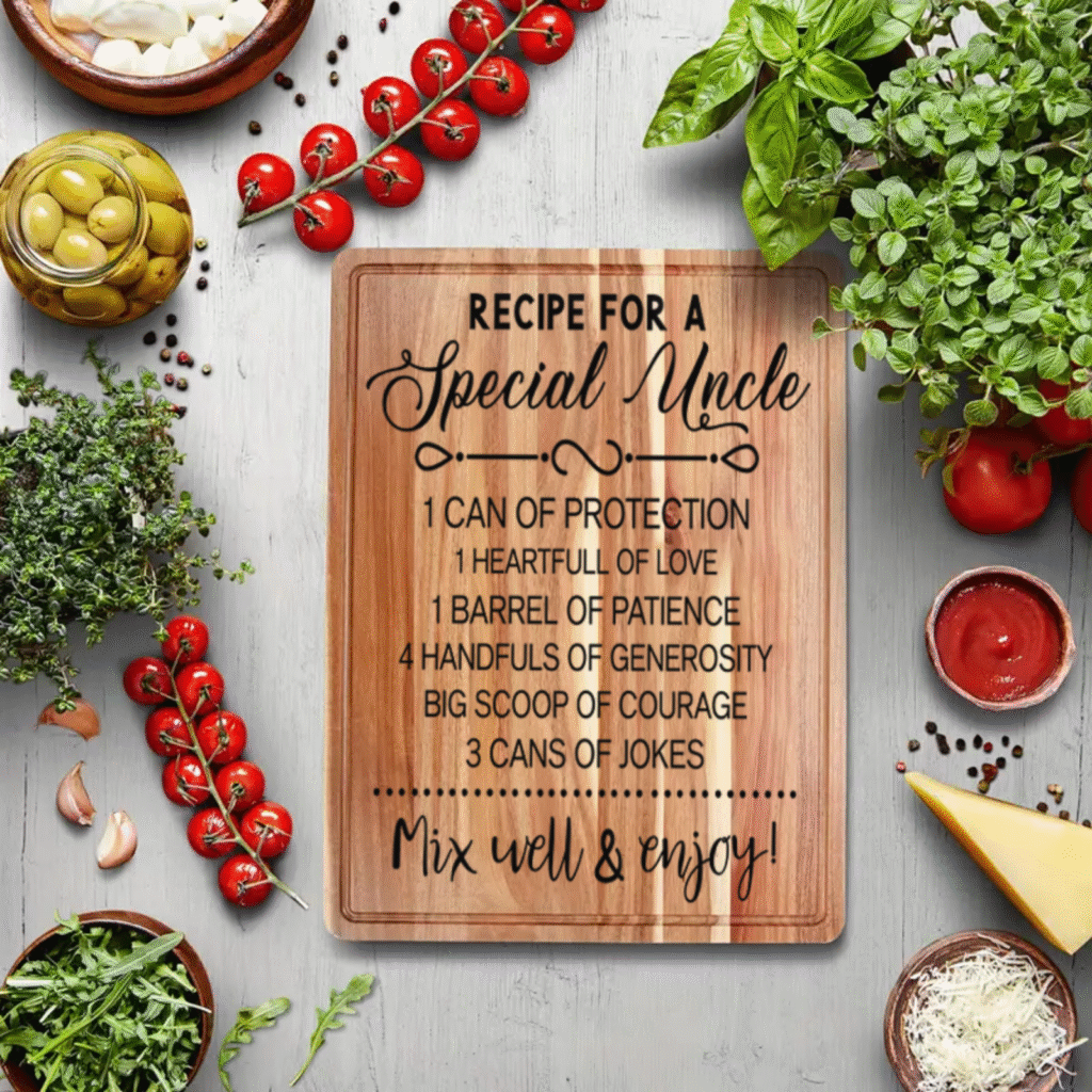 Uncle’s Recipe for Happiness: Rustic Wooden Cutting Board