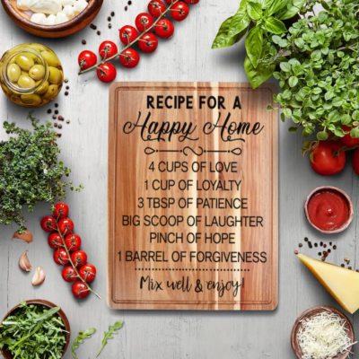 Recipe for a Happy Home: Heartwarming Wooden Cutting Board