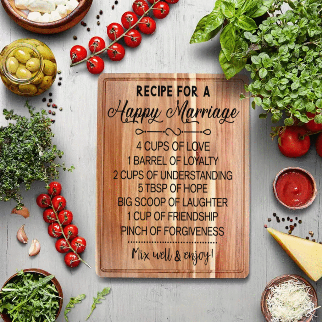 Recipe for Our Love: Personalized Happy Marriage Cutting Board