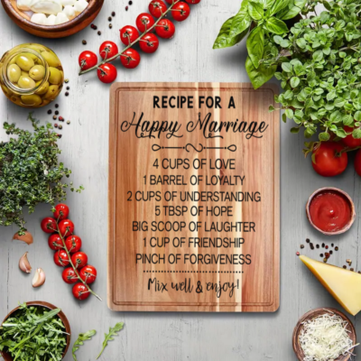 Recipe for Our Love: Personalized Happy Marriage Cutting Board
