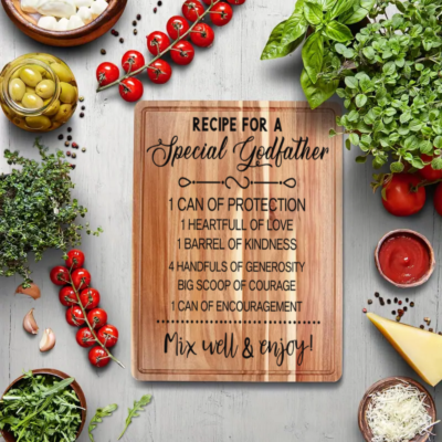Recipe for a Wonderful Special Godfather: Engraved Gift Cutting Board