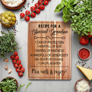 Recipe for a Loving Grandpa: Engraved Wooden Cutting Board