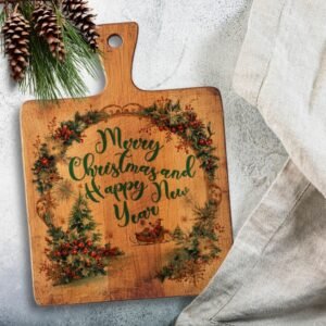Merry Christmas and Happy New Year Cutting Board - Festive Holiday Decor