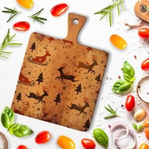 Reindeer Run Cutting Board-Reindeer and sleigh patterns