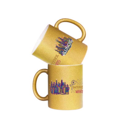 Illinois State Glitter Mug – 11oz Ceramic Coffee Cup with Sparkle – Great Unique Gift