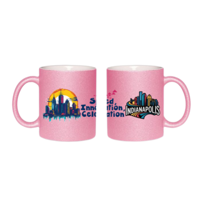 Indianapolis Glitter Mug – 11oz Ceramic Coffee Cup with Bold Cityscape Design – Indiana Souvenir Gift for Travelers & Locals